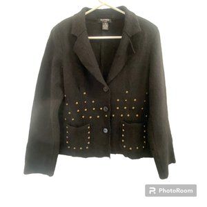 Vintage Clothes by Revue Black Wool Knit Studded Jacket‎ Women's Medium